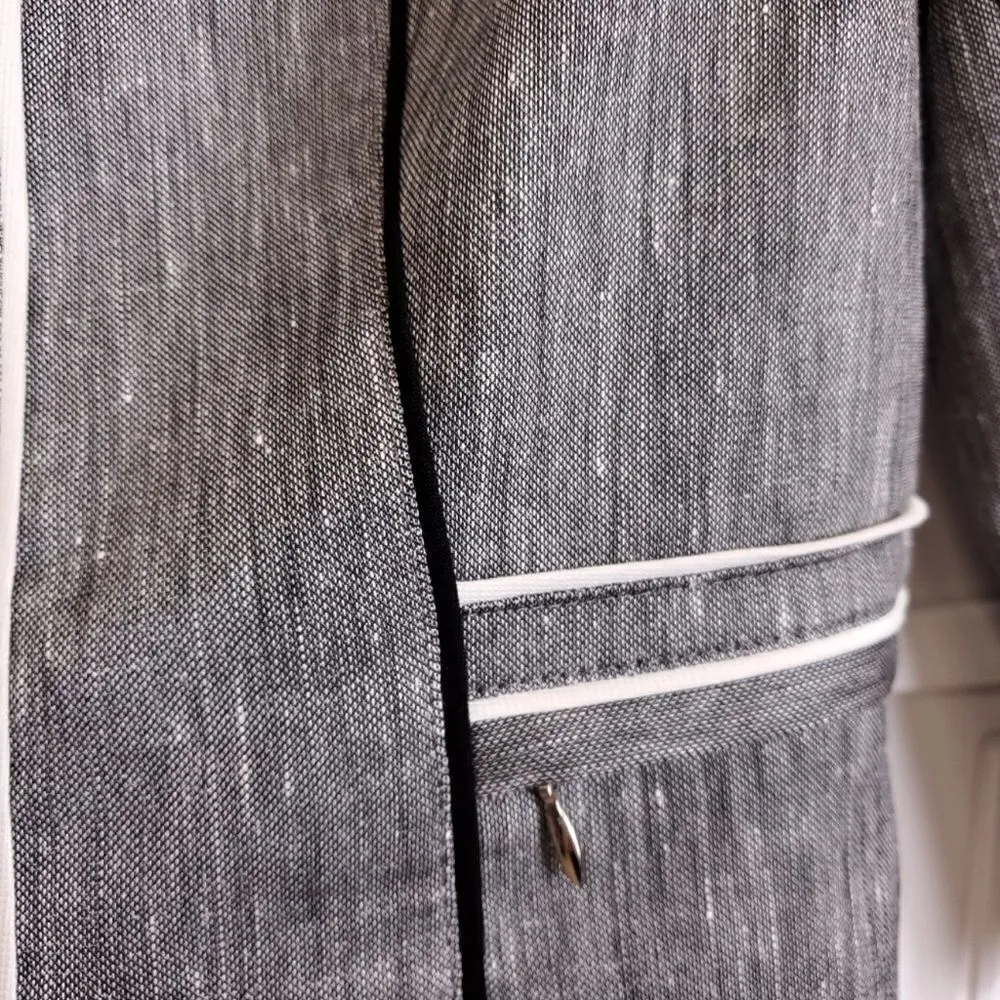 WHITE HOUSE BLACK MARKET Jacket 4 Lightweight Textured Linen Blend Stretch Zip - Image 8