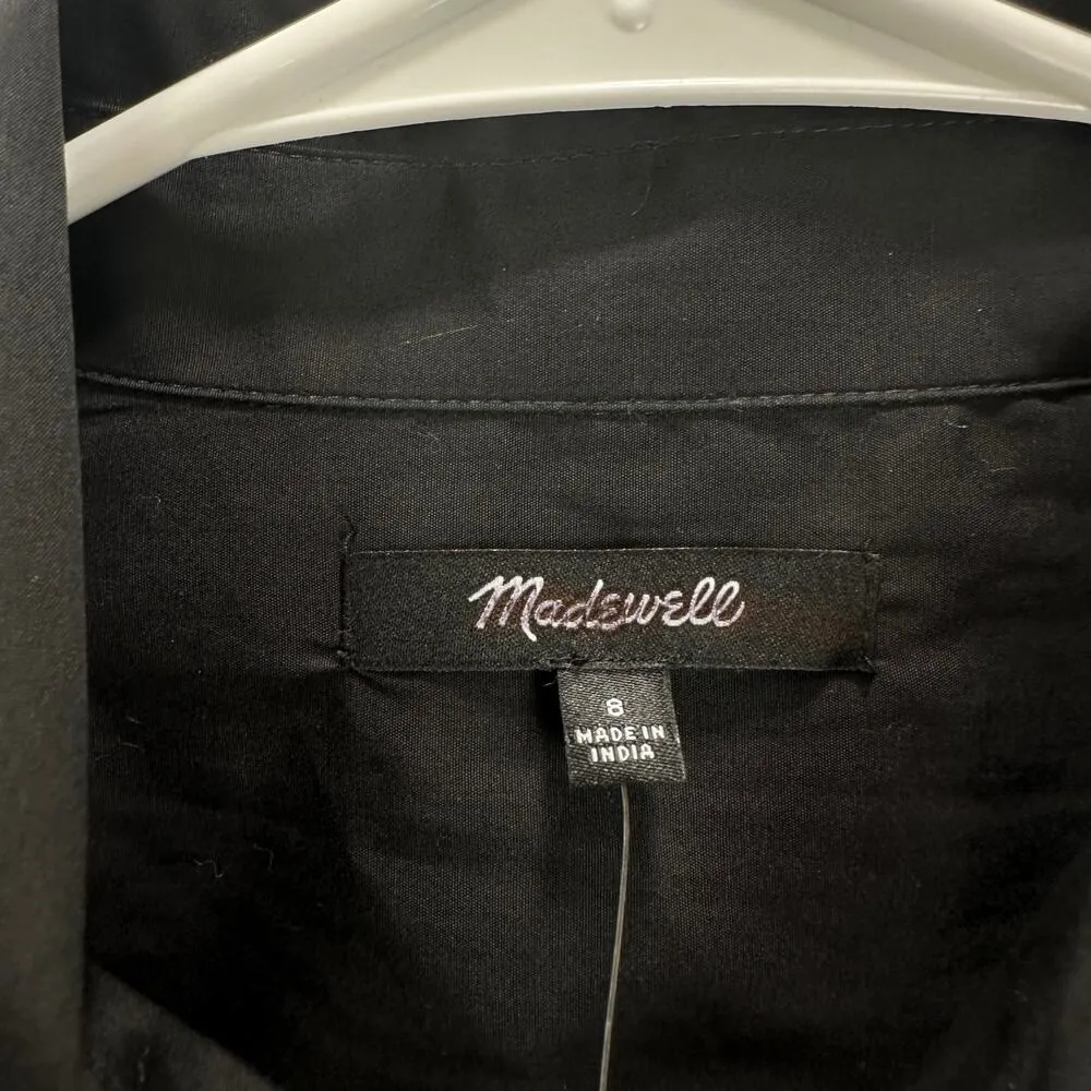 Madewell Seamed Long Sleeve Mini Shirtdress Poplin Black Minimalist US 8 NWT - Image 9