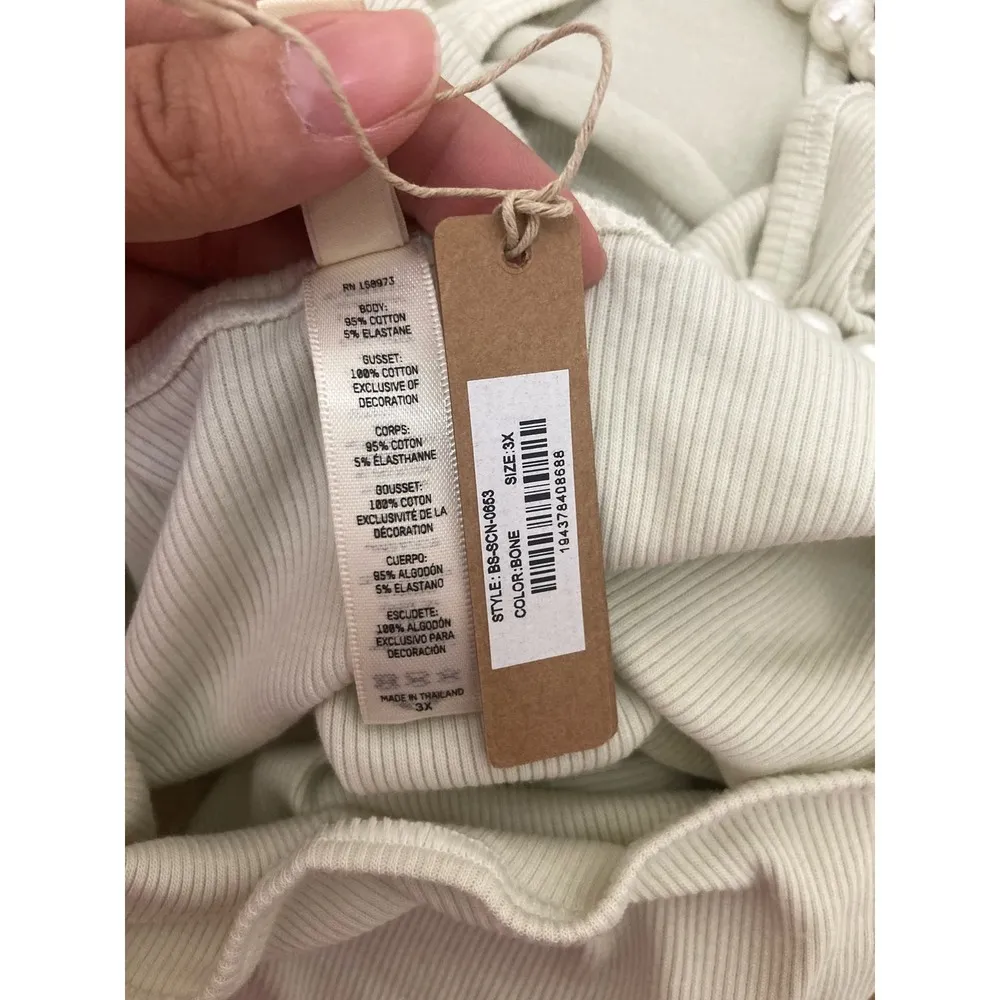 SKIMS Size 3X Ribbed Cotton Bodysuit Top BS-SCN-0653 NWT Rib 3XL Bone - Image 2