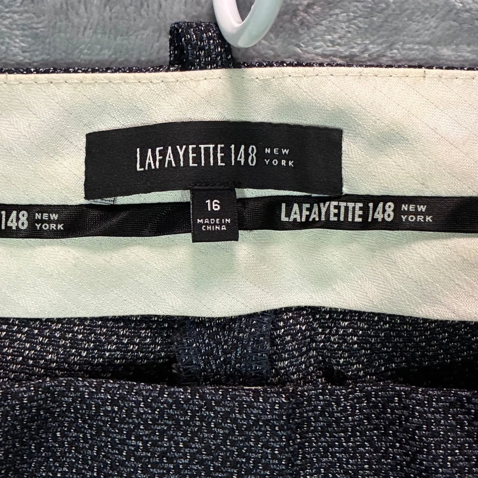 LAFAYETTE 148 NEW YORK Women's Textured Wool Silk Blend Dress Pants Women's 16 Gray - Image 6