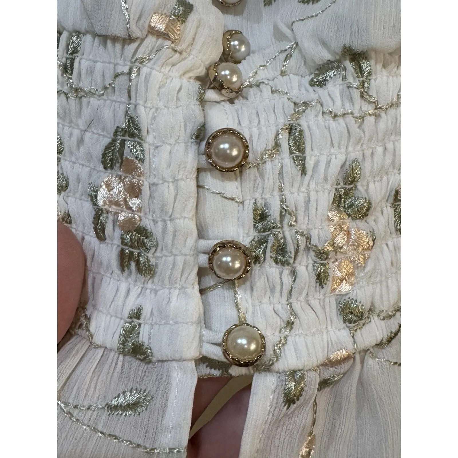 Majorelle Emerson floral crop top Lace Up Sheer balloon sleeves White Fairy Core - Image 6