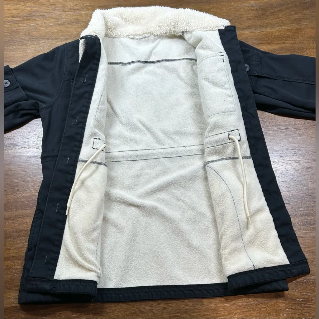 Hang Ten  Size M Black Sherpa Lined Canvas Jacket - Image 6