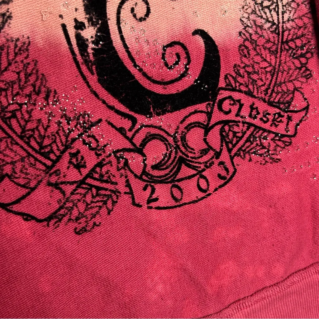 Key Closet Hoodie Dipped Tie Dye Full Zip Hooded Sweater Studded Y2K Grunge 2003 Pink Size M - Image 9