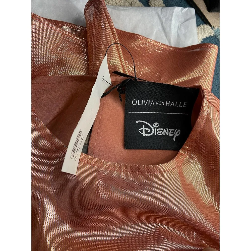 Olivia Von Halle x Disney Aureta Grace Silk Lurex Metallic Mid-Length Dress NWT - Image 5