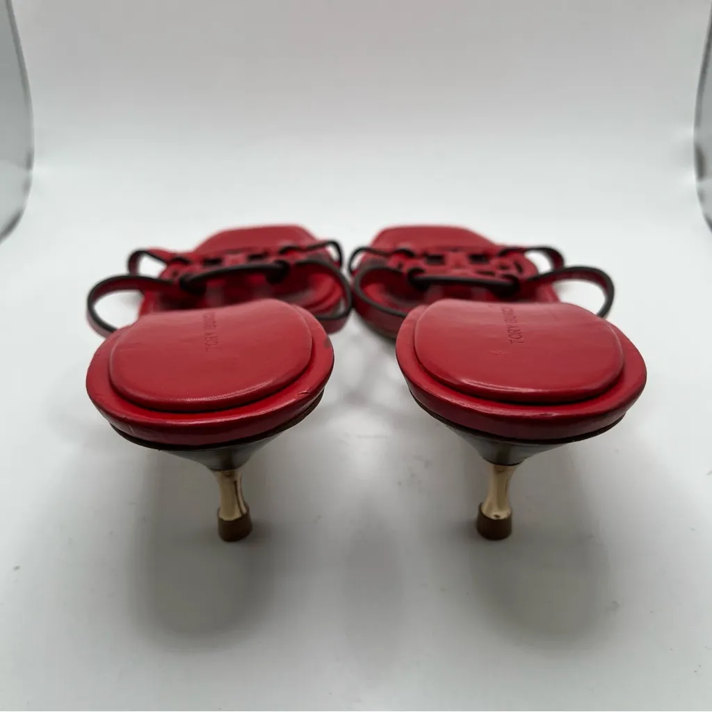 Tory Burch Red Sandals with Iconic Logo and Slip-On Design size 9M kitten heel - Image 6