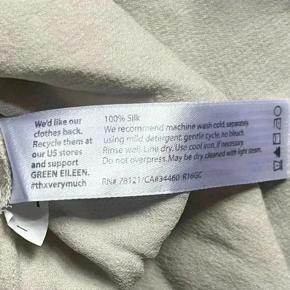 Eileen Fisher Cream 100% Silk Button Down Relaxed Fit Sleeveless Dress Size M - Image 4