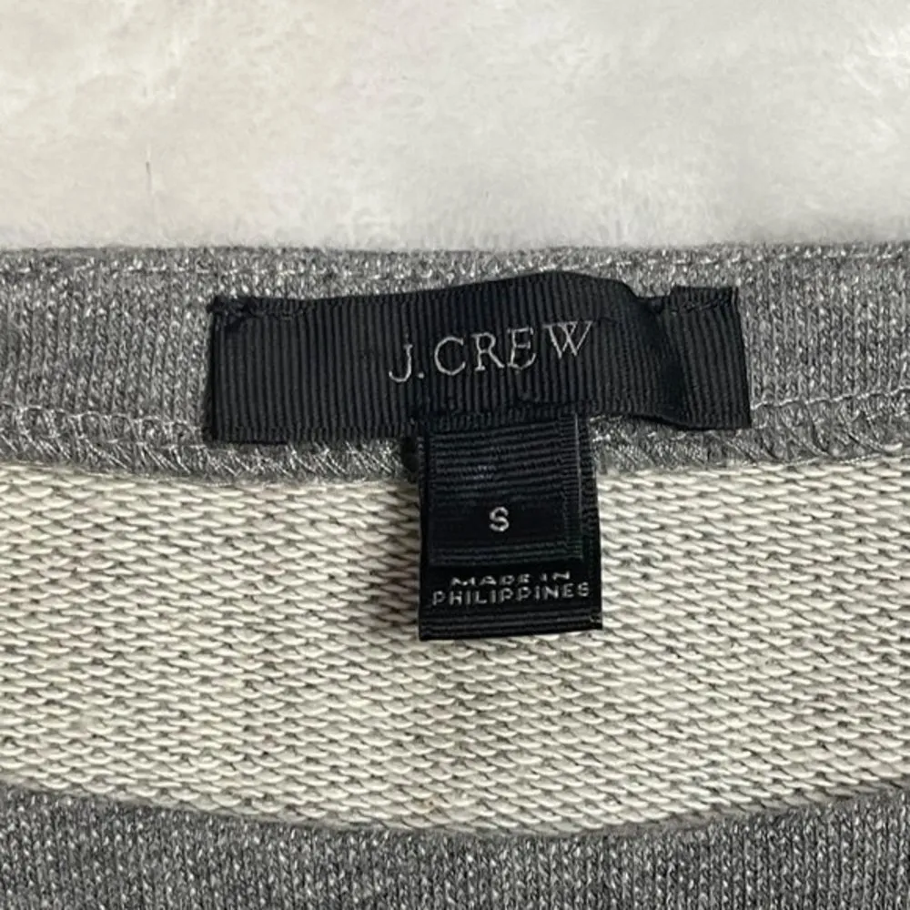 J. Crew Women's Gray and Black Long Raffle Sleeve Slim Fit Sweatshirt Size Small - Image 4