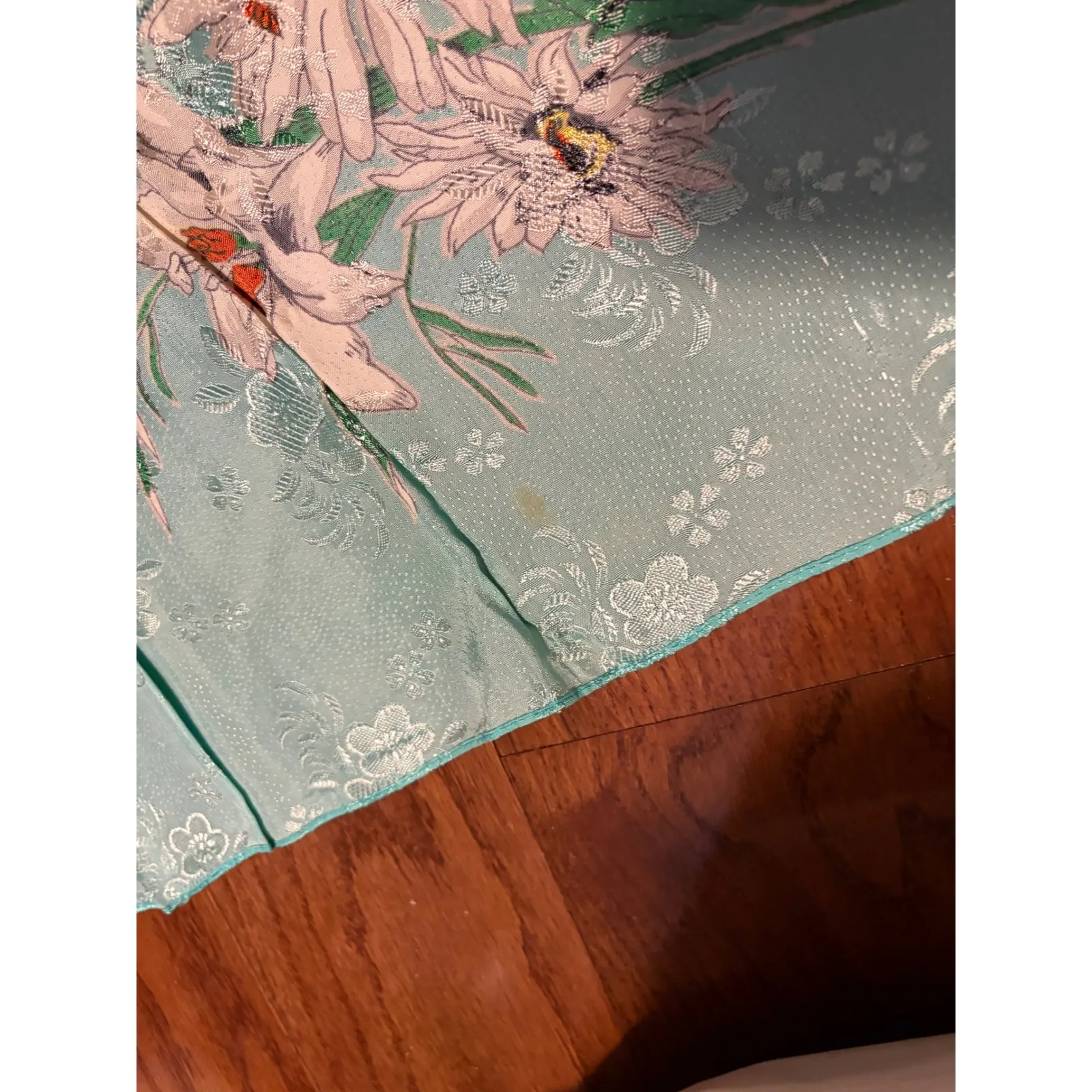 Vintage Floral Print Scarf Lightweight Accessories Fashion Women Made in Japan Blue - Image 8