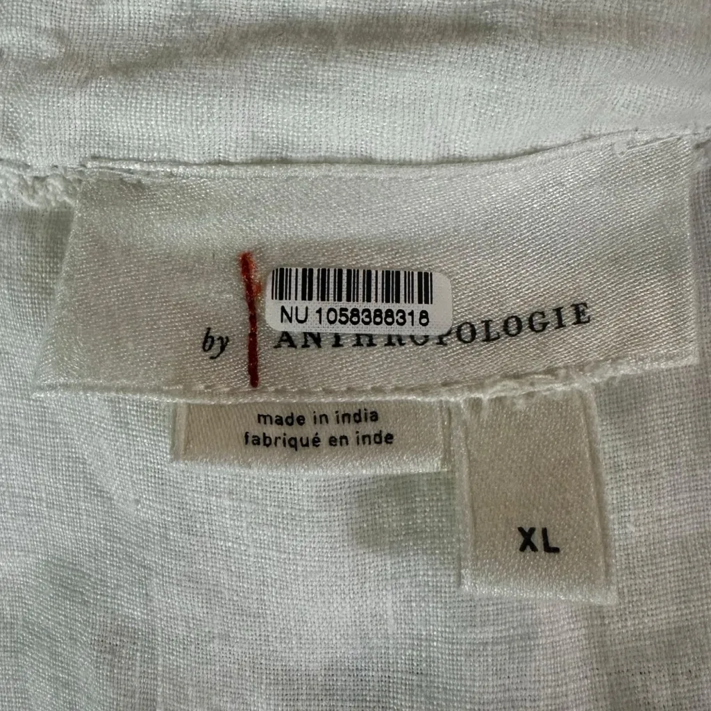 Anthropologie Ethereal Bohemian V-Neck Corset Midi Shirt Dress in White Size XL - Image 8