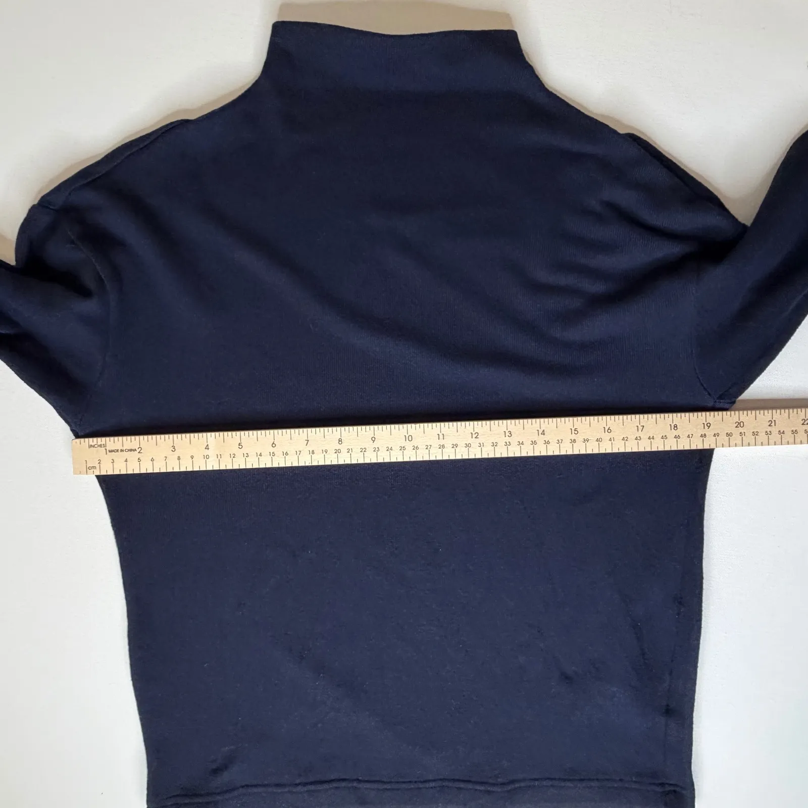 Uniqlo Mock Neck Knit Sweater Small Navy Soft Old Money Quiet Luxury Minimalist - Image 7