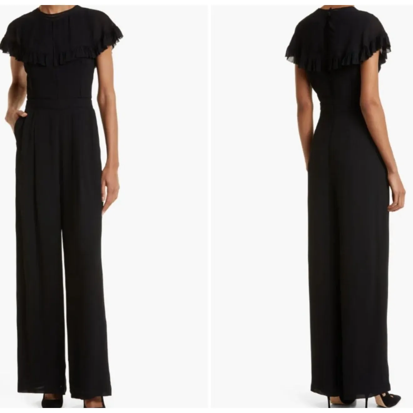 NWT‎ Ted Baker OLIVEE Cape Jumpsuit Ladder Tape Detail Ted Sz 2 US Sz 6 $375 - Image 2