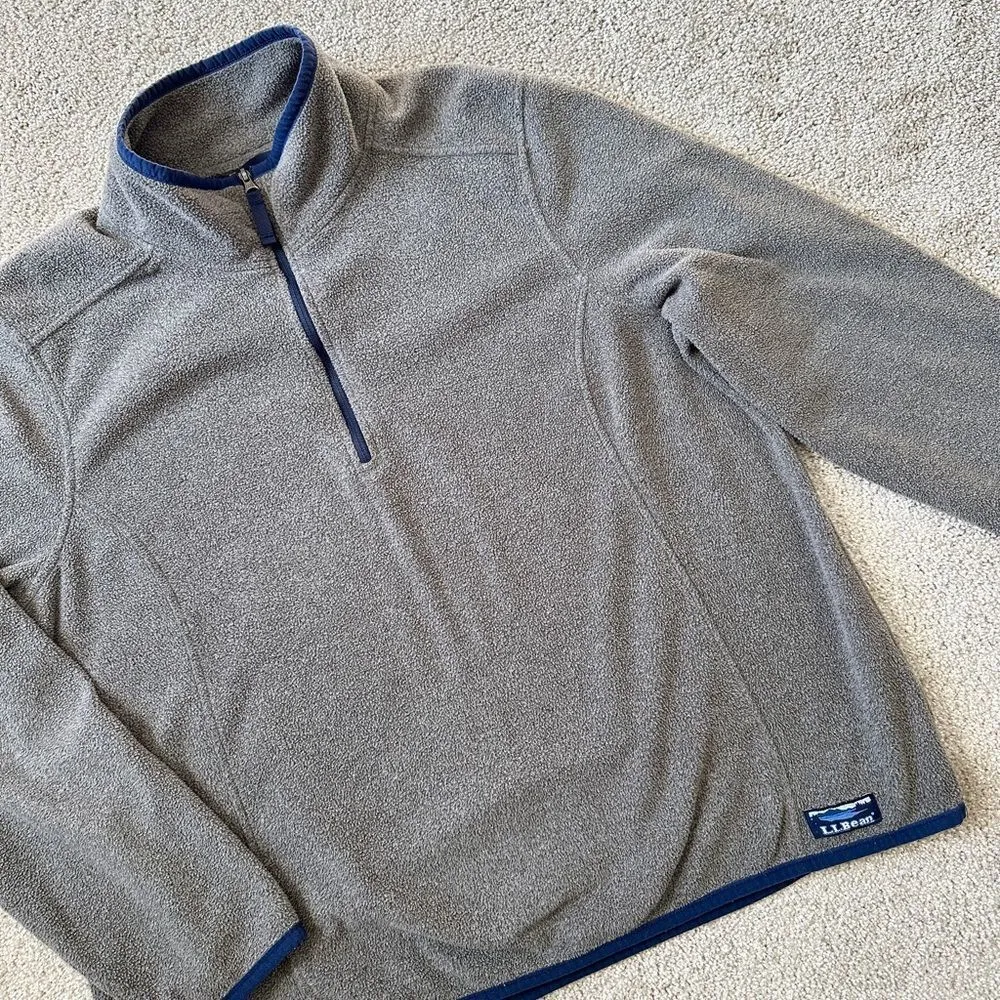 L.L. Bean 1/4 Zip Pullover Fleece Gray Outdoor Hiking Light Jacket Size XL - Image 9