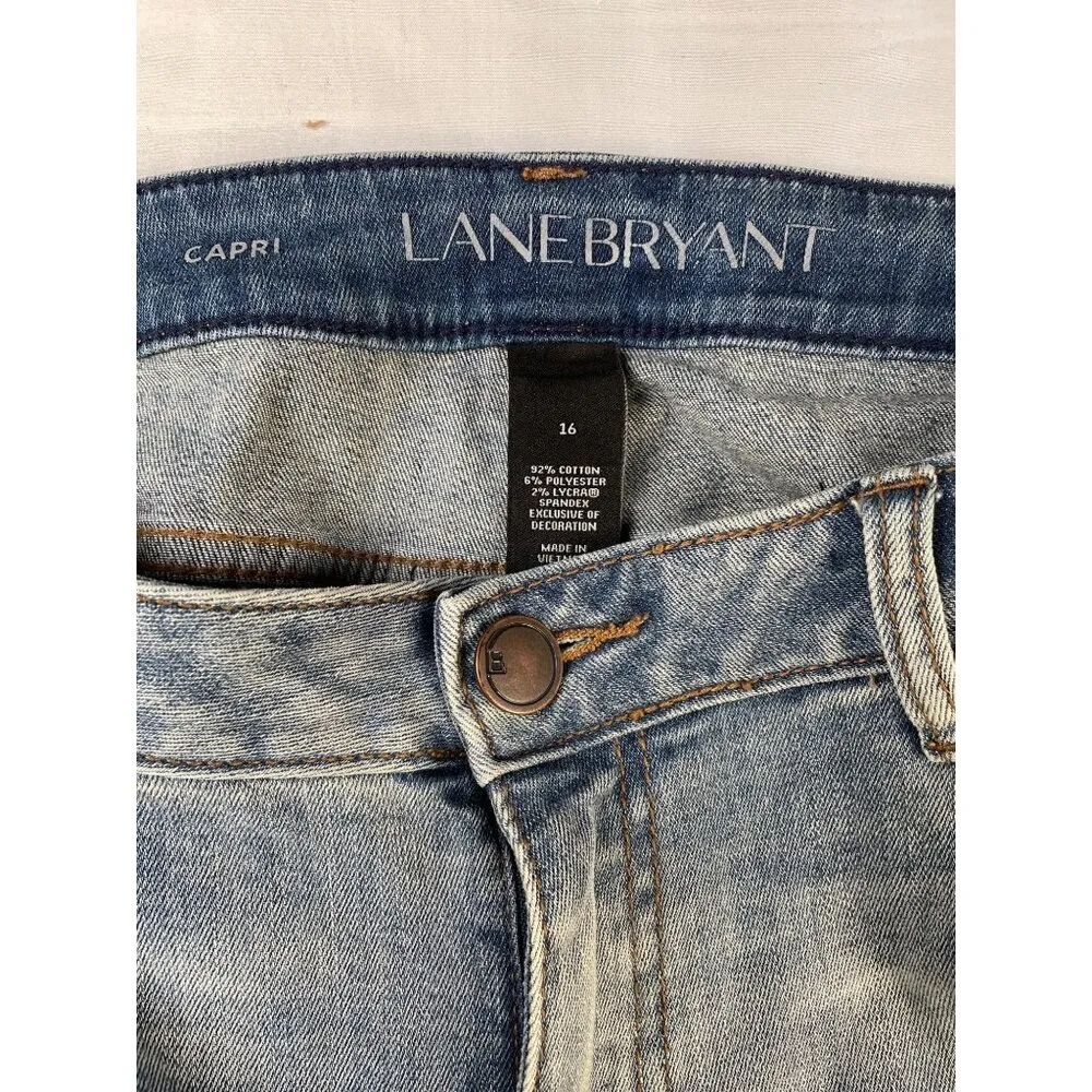 Lane Bryant Women's Faded Blue Jeans Capri/ Patchwork Sz-16 SKU 3455 - Image 5