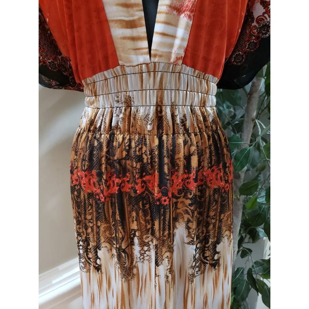 Women's Multicolor Floral 100% Polyester Short Sleeve V - Image 3