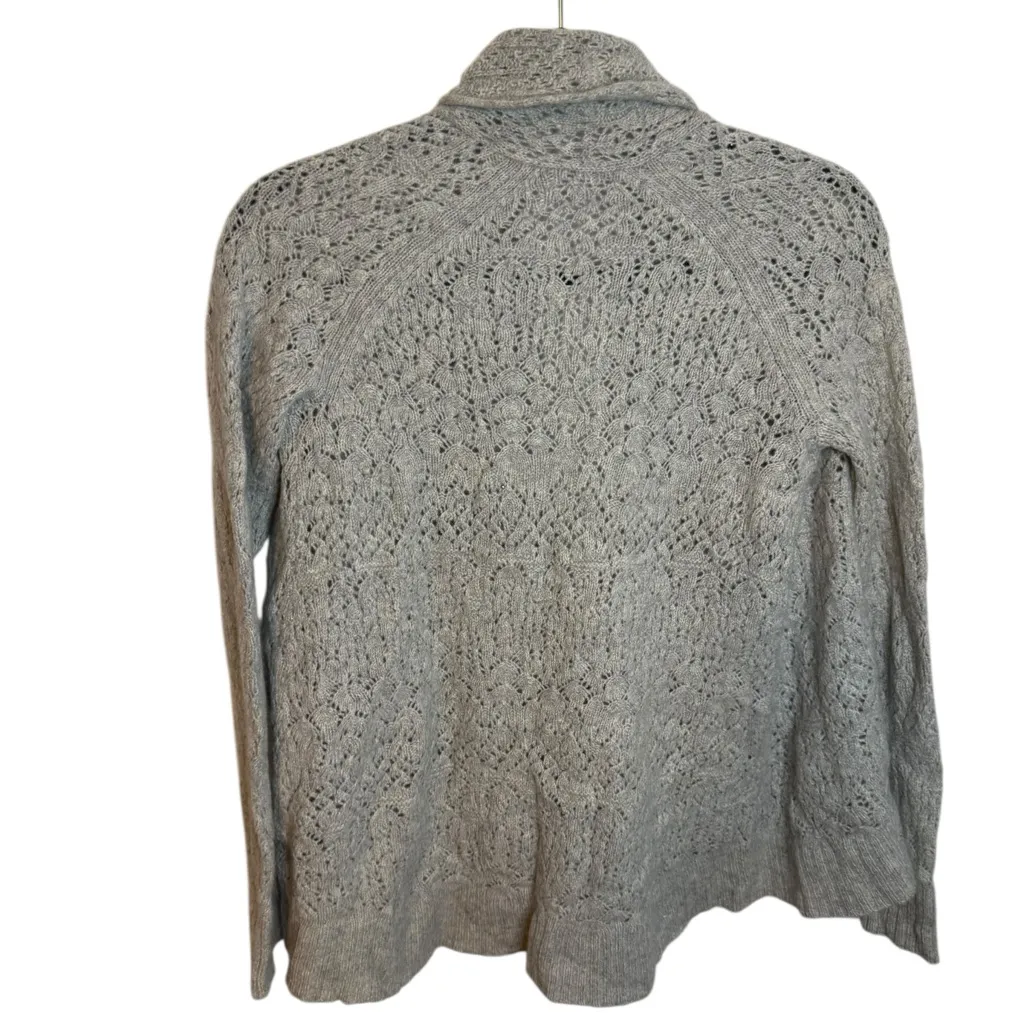 Calypso St. Barth Gray Cashmere Pointelle Cardigan Sweater - Image 2