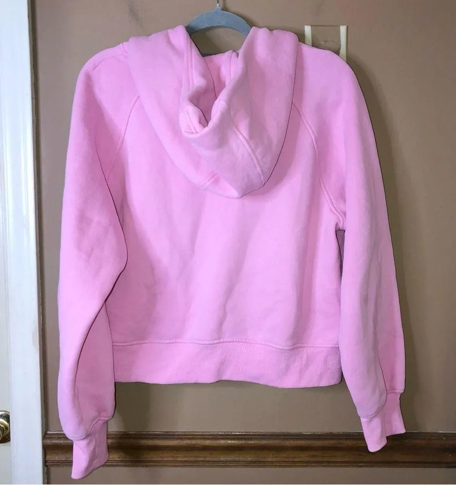 Automet Cropped Pullover Quarter Zip Hoodie Pink Size Medium - Image 3