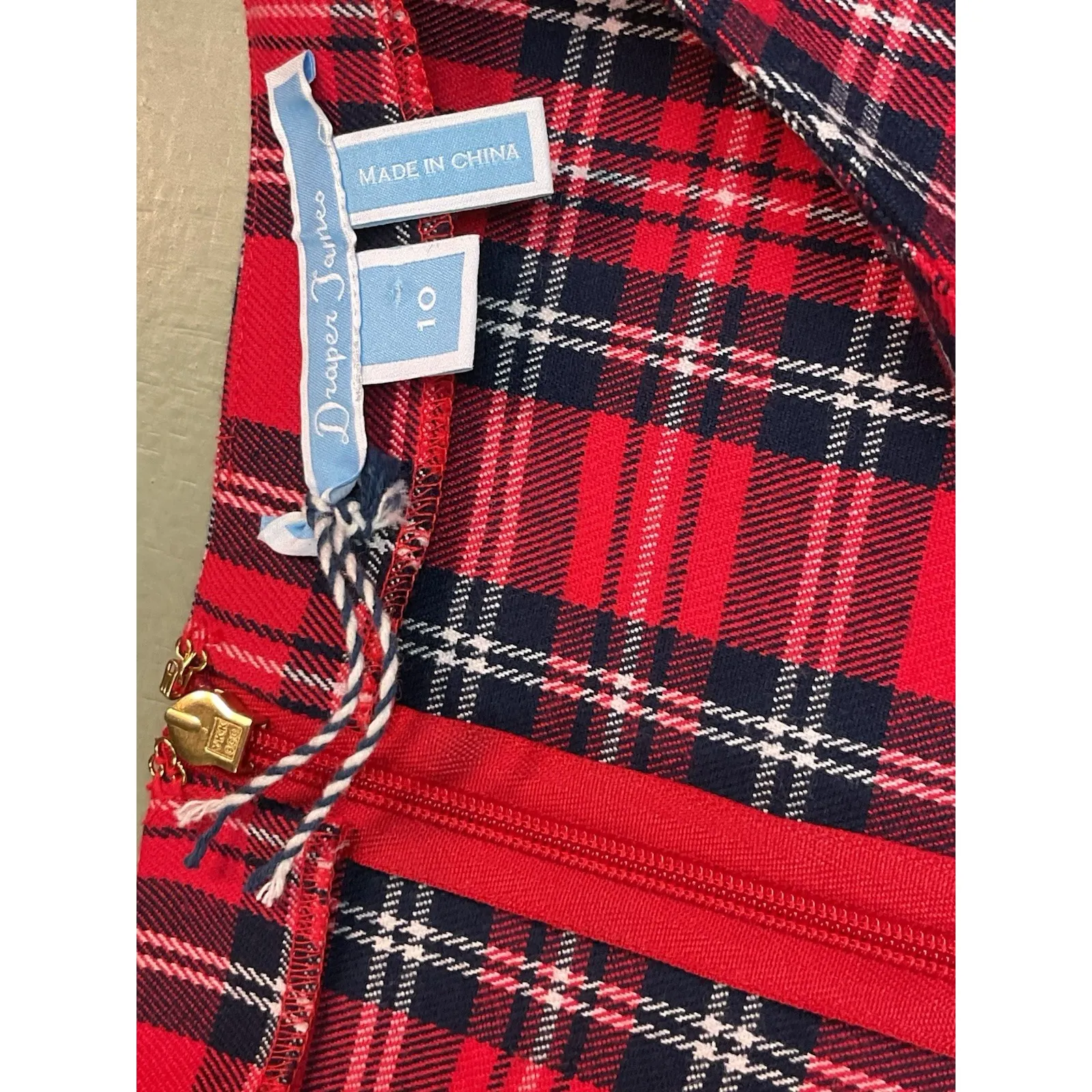 Draper James Women's Shift Dress Size 10 Angie Check Ruffle Red Tartan Preppy - Image 6