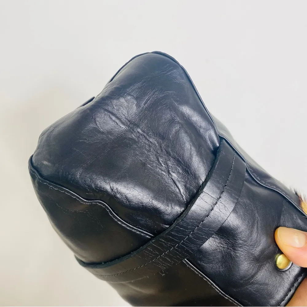 Clare V leather RARE leather & pony hair crossbody bag Black - Image 15