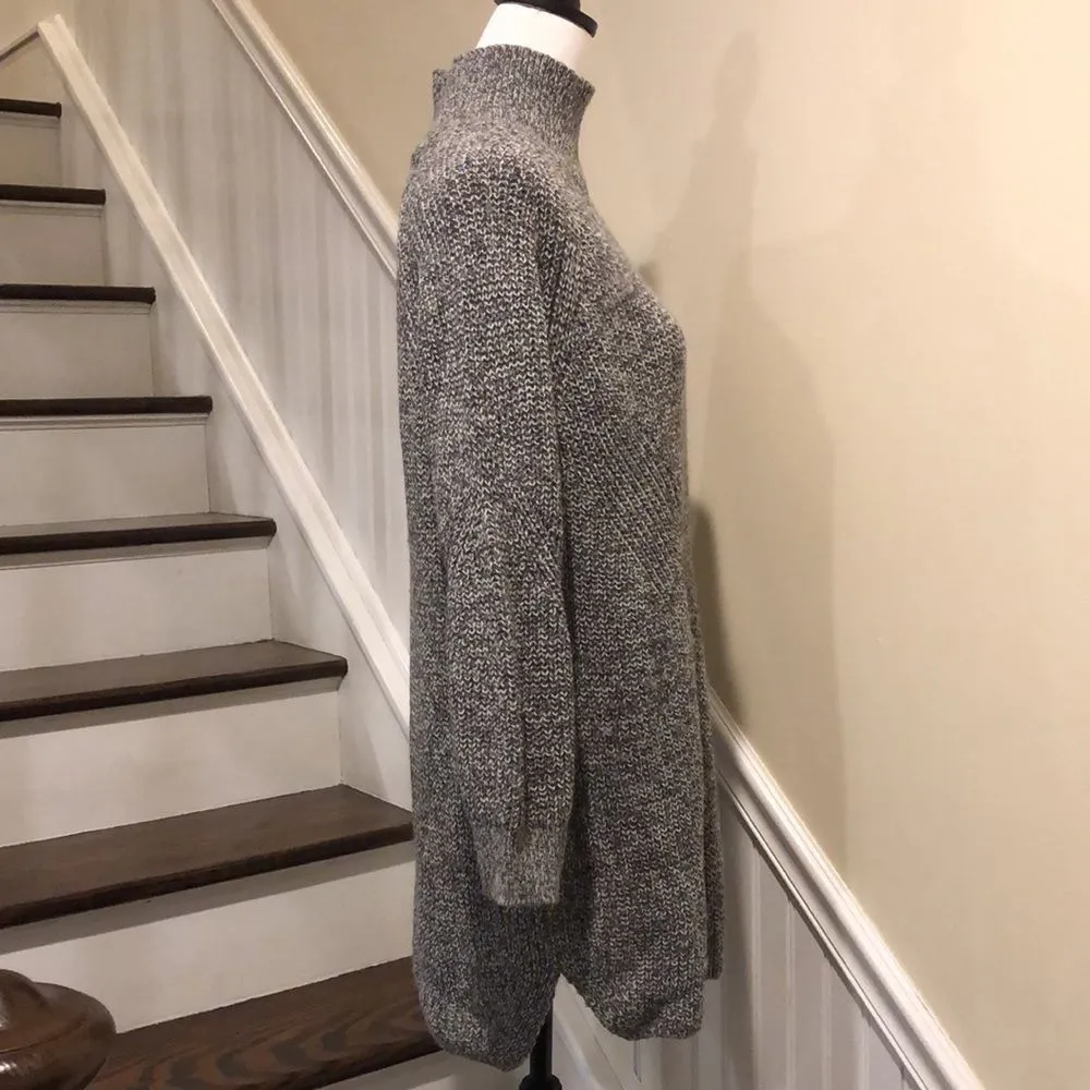 TOPSHOP Grey Marled Knit Mock Neck Long Sleeve Sweater Dress Size 8 - Image 7