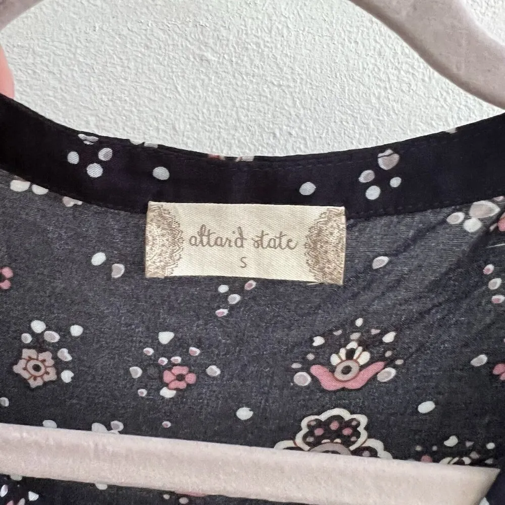 Anthropologie Bohemian Peasant Dress SMALL  Blue Pink Empire Waist - Image 14