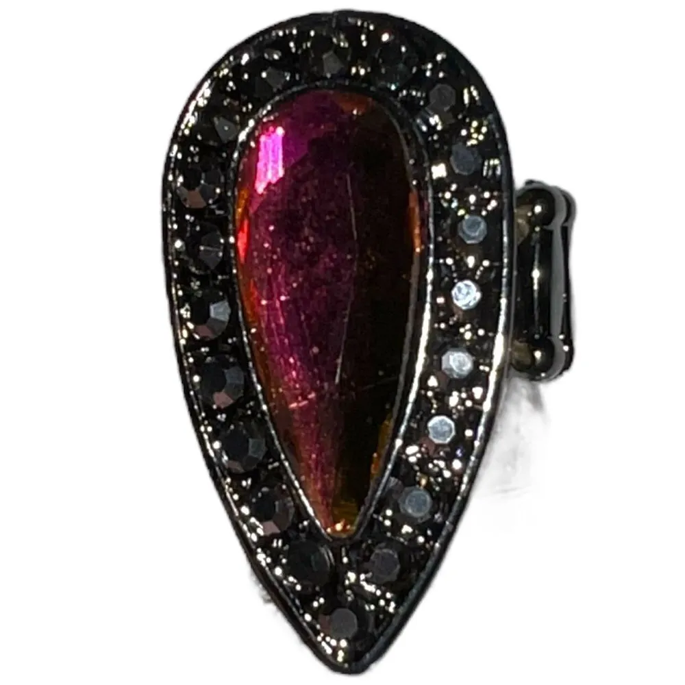 Pretty teardrop iridescent stone center ring with stretchy band new Pink - Image 3