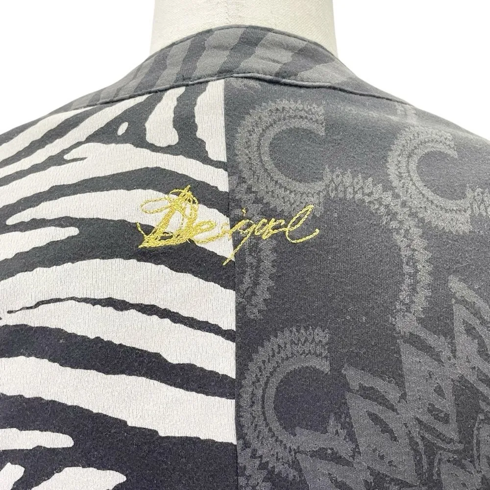 Desigual Vintage Y2K Jonny Dress Long Sleeve Black Beaded Embroidered Size Large - Image 11