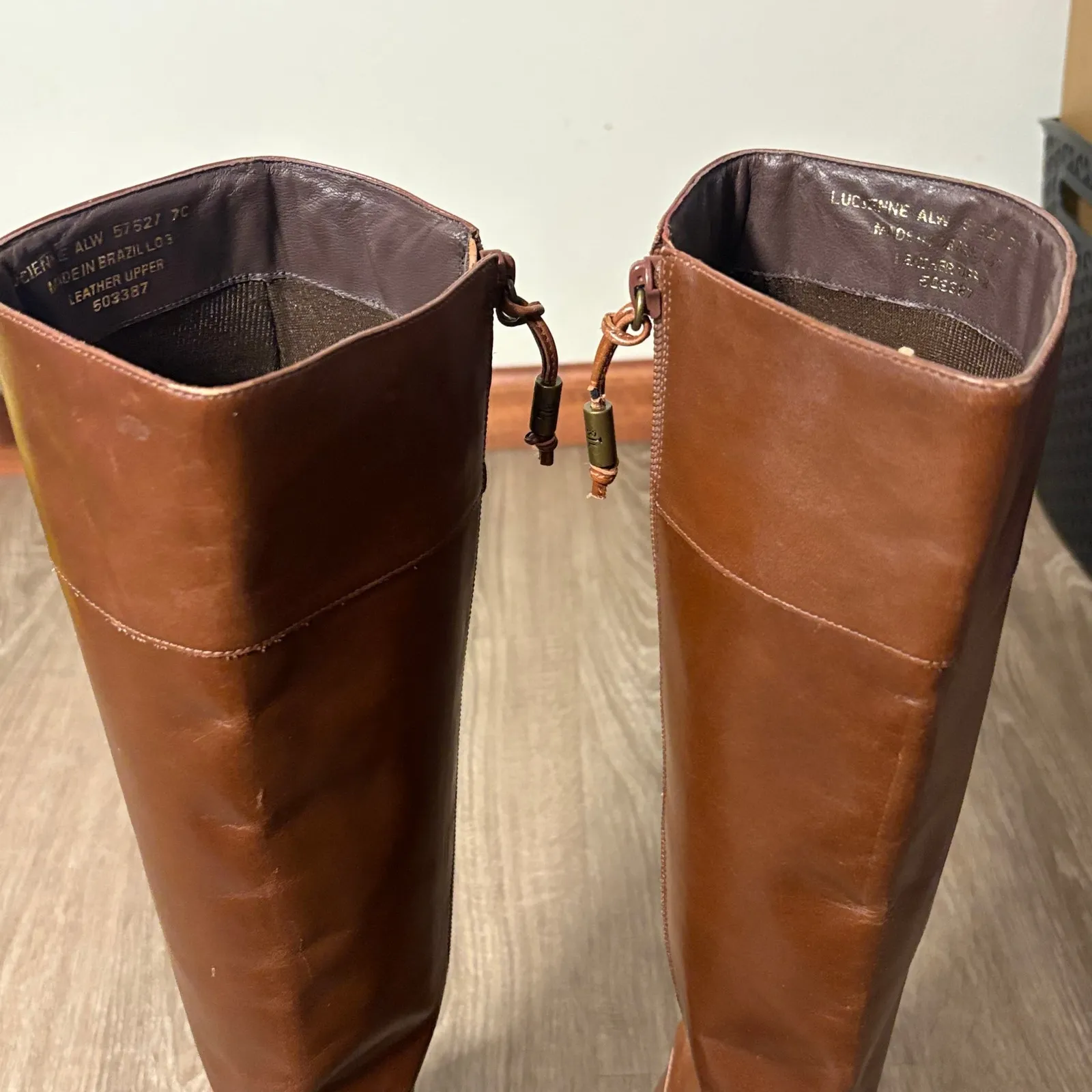 Lauren Ralph Lauren Lucienne Brown Leather Tall Boots 7C Knee High - Image 12