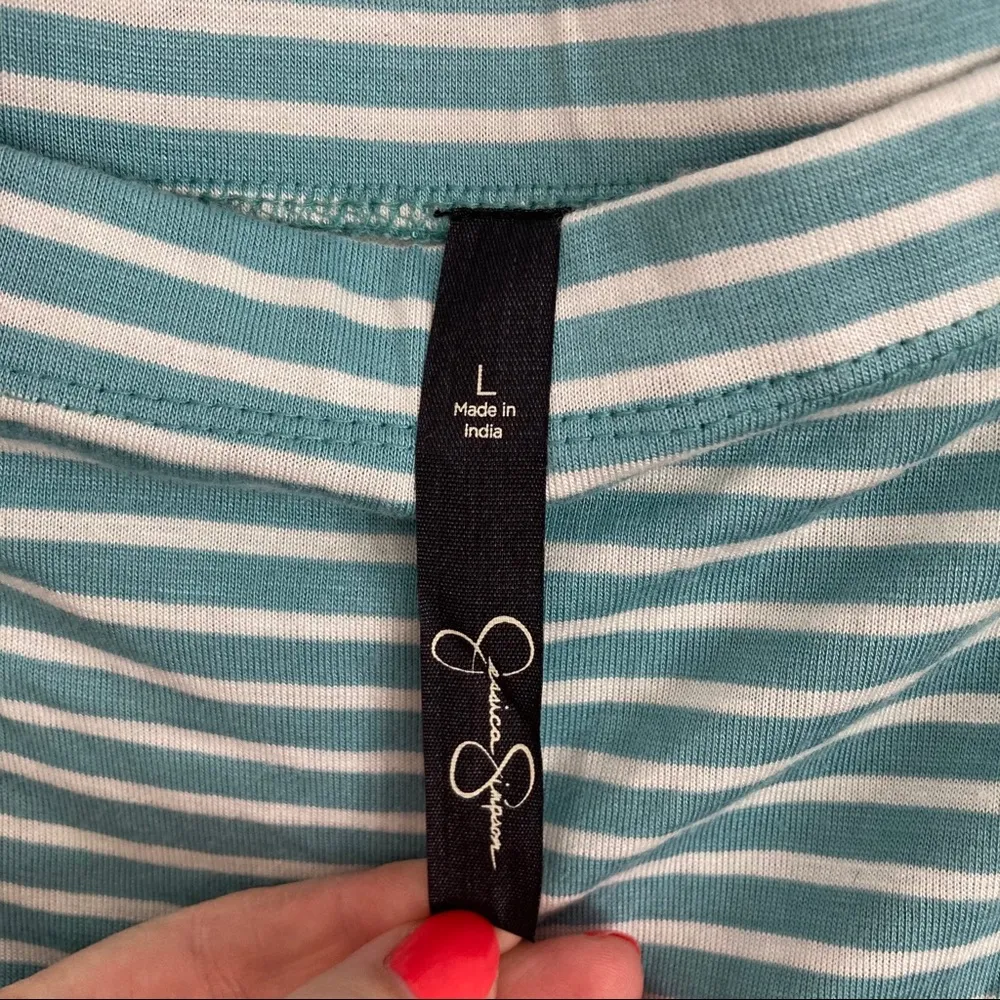 NWT L Teal Striped Maxi Skirt Jessica Simpson - Image 4