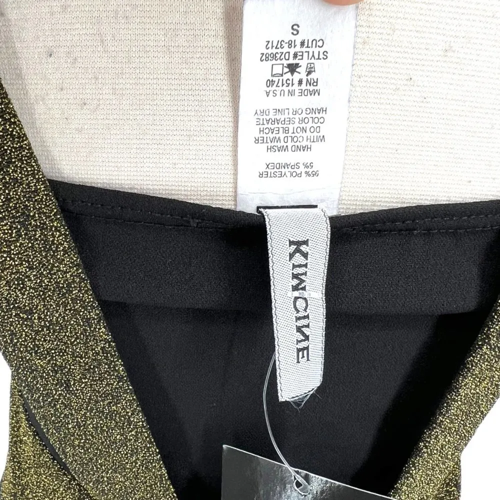 Kimcine Metallic Sexy Bodycon Mini Dress Black Gold Size Large NWT - Image 8