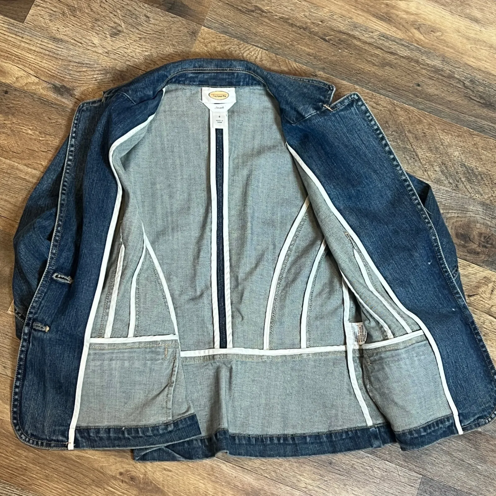 Talbots Denim Blazer Jacket Women's Size 6 Stretch - Image 6