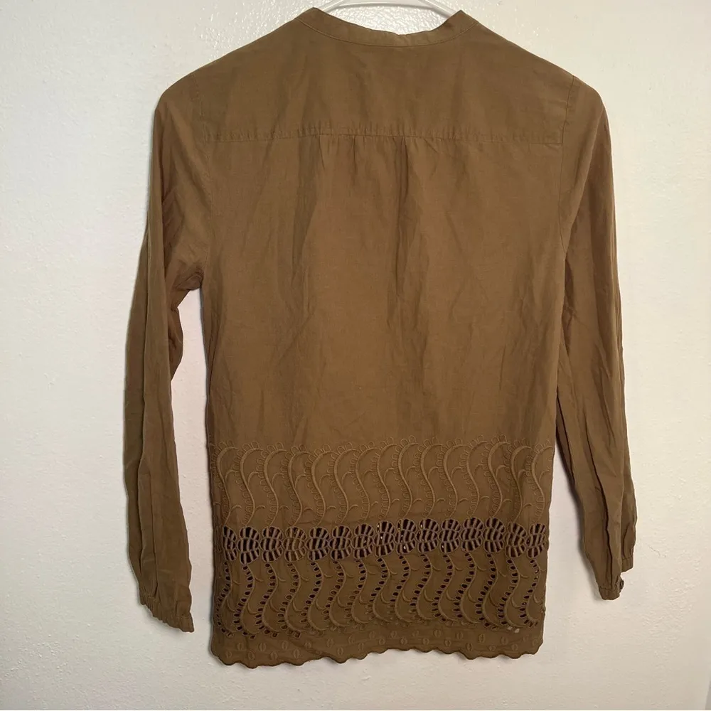 J. Crew Delaney Eyelet-Trim Shirt Spiced Olive Green - Image 12