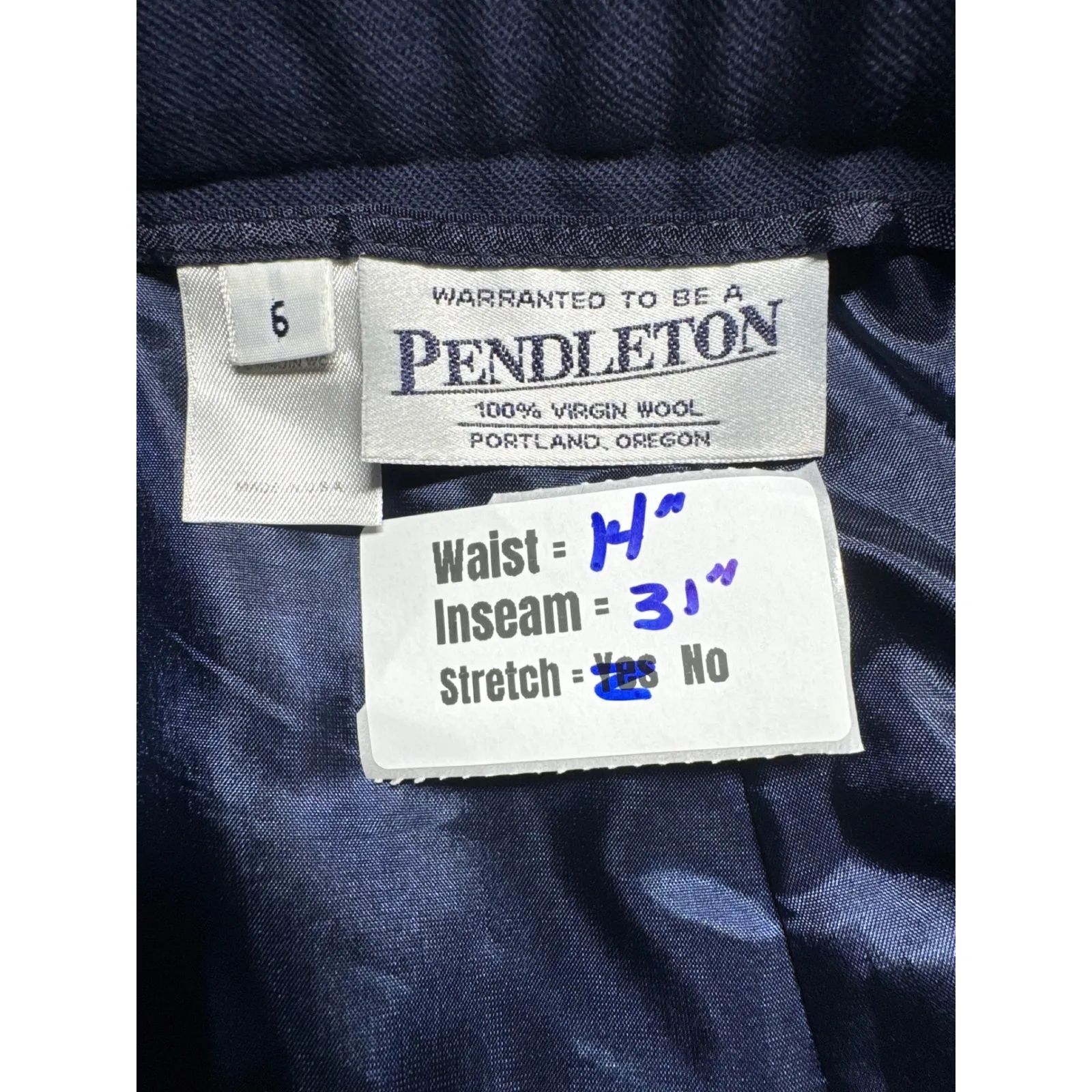 Pendleton Wool Trousers Cobalt‎ Blue Pleated High Waist Career Pants Size 6 - Image 3