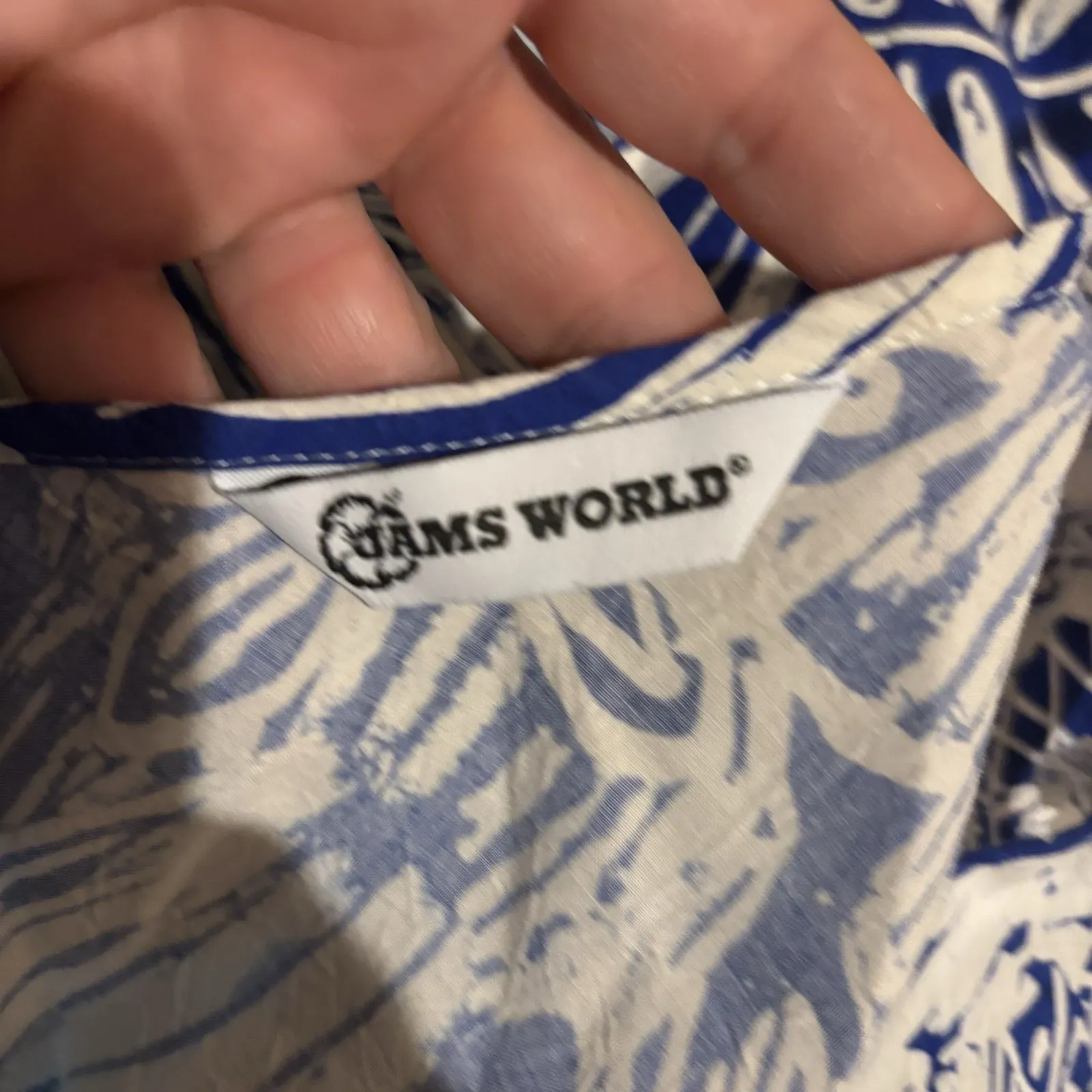 Jams World Palani Sleeveless Tank Top Women's Medium Blue‎ White Tropical - Image 6