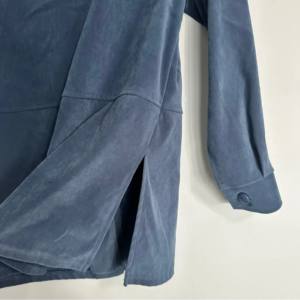 Vintage Spago Velvet Blue Suede Button Down Jacket 10 Medium - Image 8