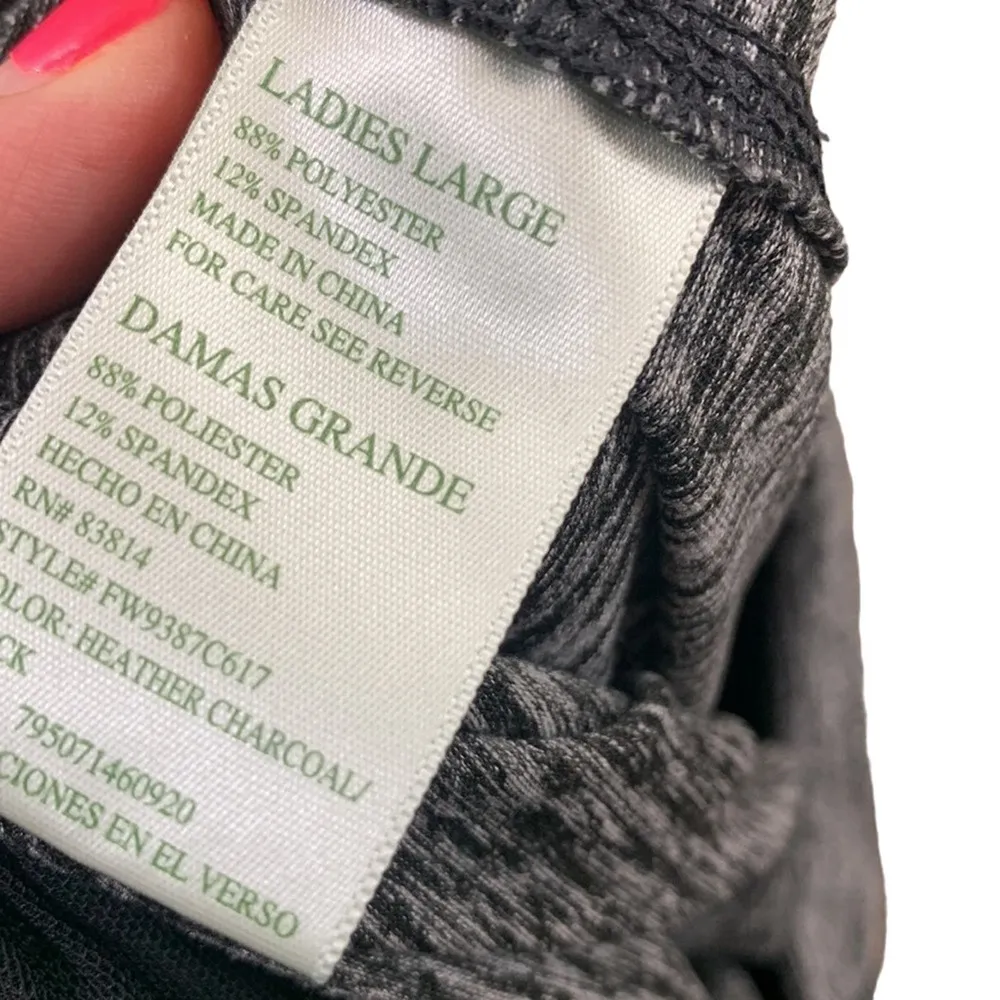 Tangerine Heathered Ankle Zip Black/Gray Capri Leggings - Image 4