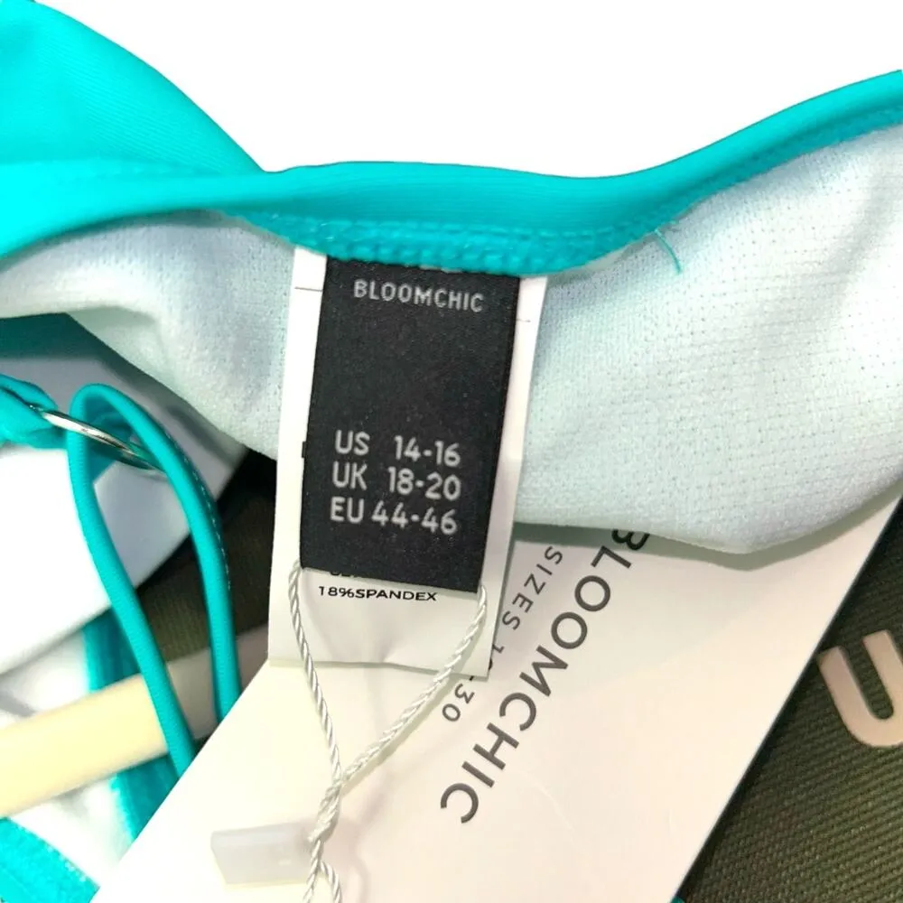 BLOOMCHIC Teal Black Layered Look Flattering Tankini Size 14/16 - Image 5