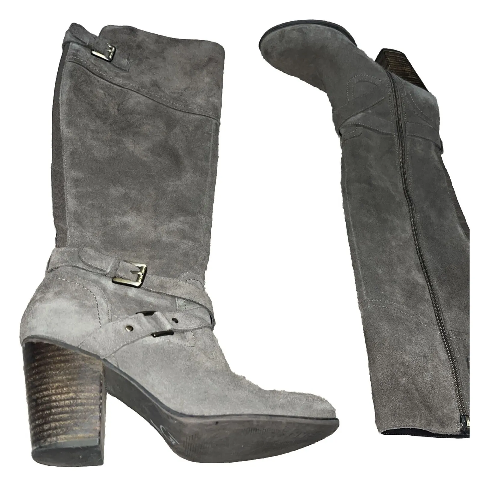 G BY GUESS WOMEN'S BROWN SUEDE Heeled Knee High BOOTS SZ 8.5 - Image 2