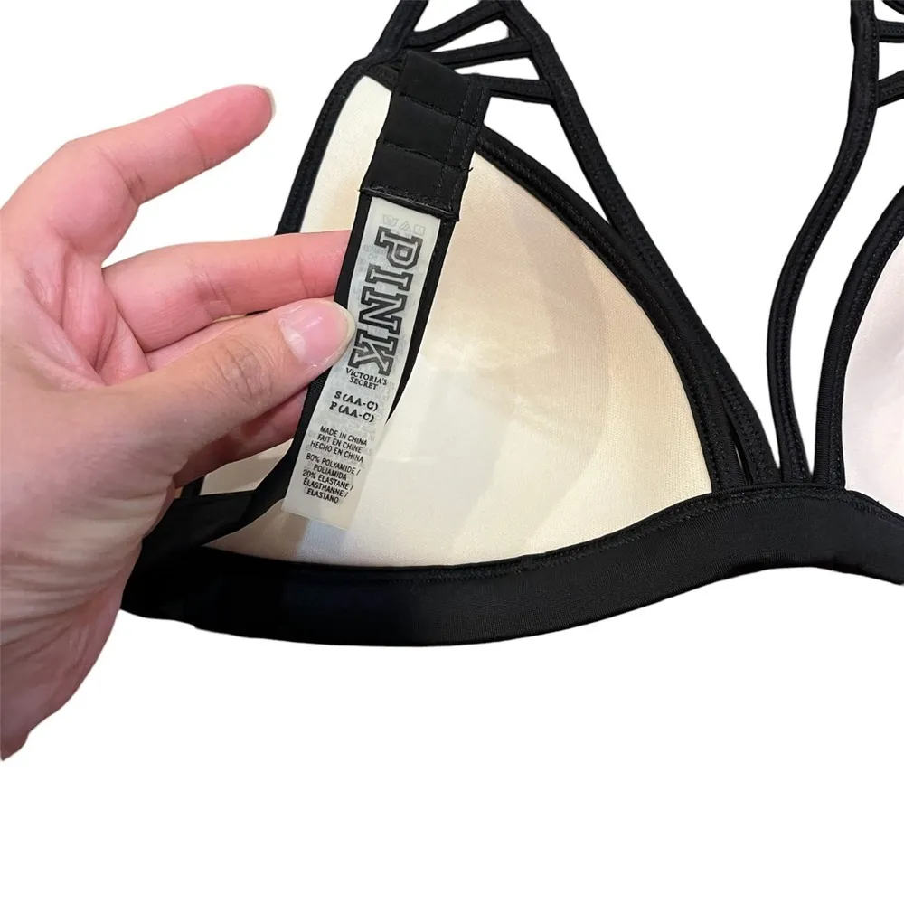 PINK Victoria’s Secret neon multicolor strappy triangle halter bikini top swim - Image 5