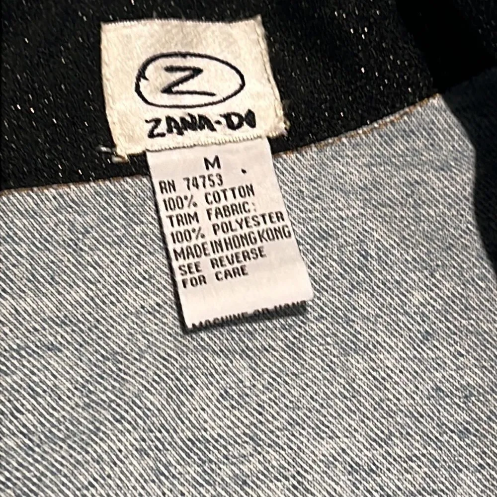 Zana di Cropped Biker Denim Jacket size Medium D40 - Image 6
