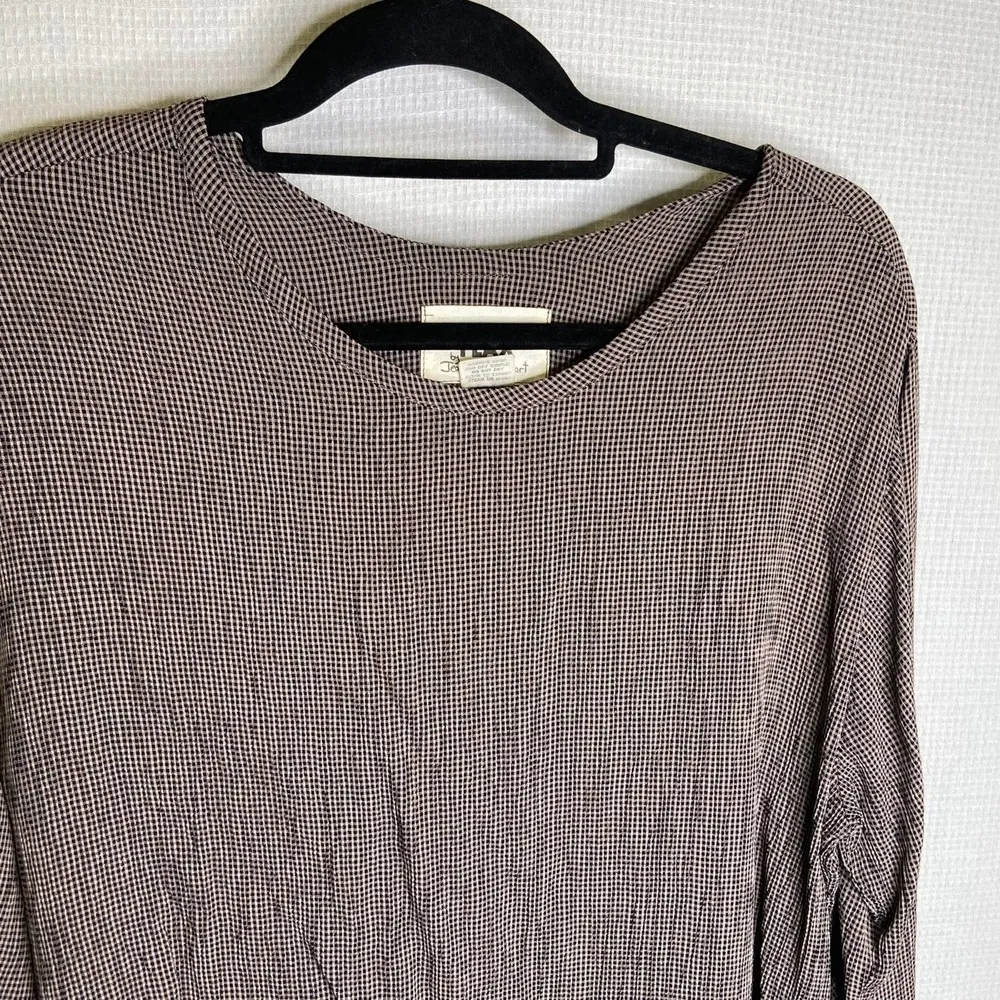 Flax | Brown Plaid‎ Long Sleeve Top Small - Image 3