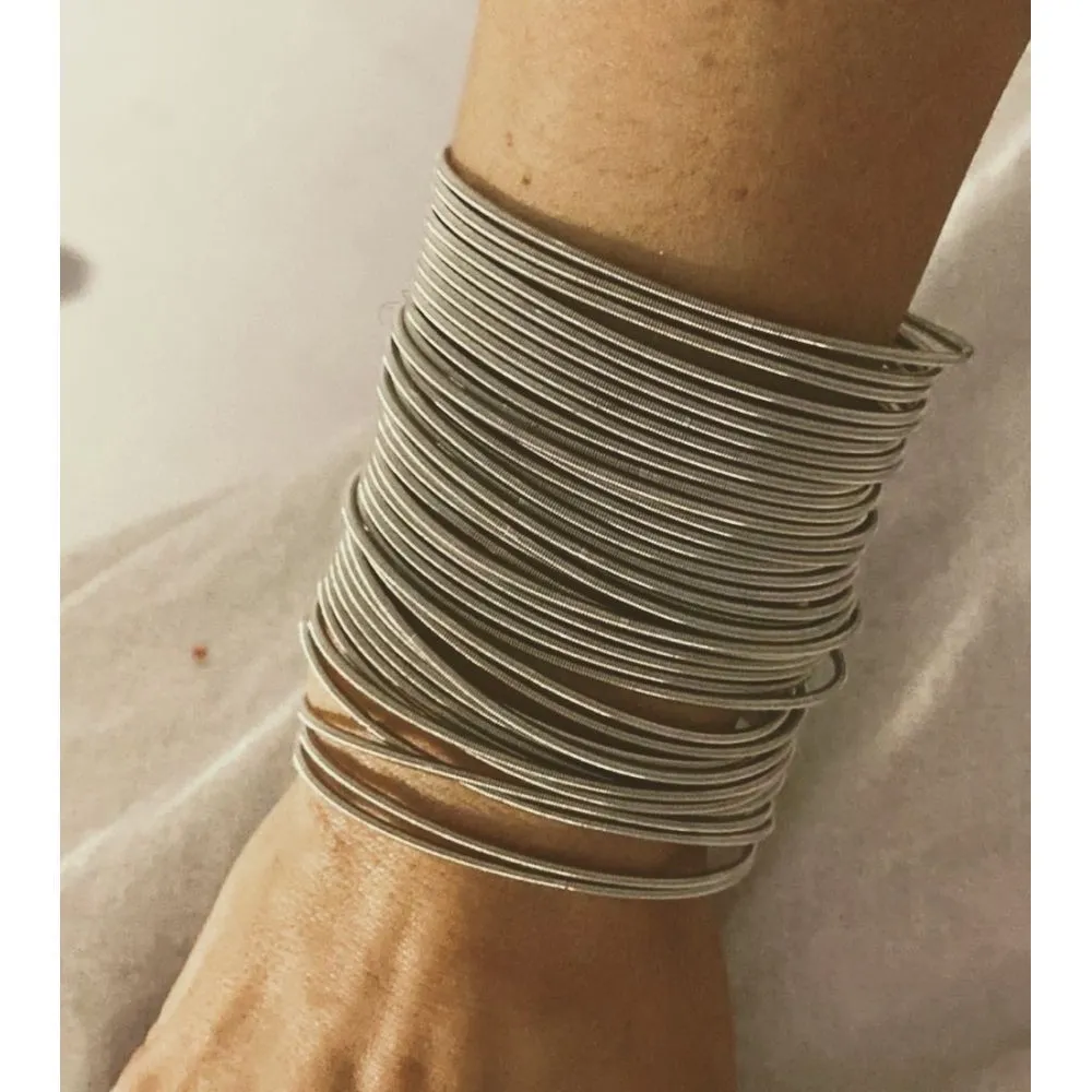 NEW Platinum Plated‎ Silver Guitar String Bracelets Stackable Boho, Stretchy - Image 11