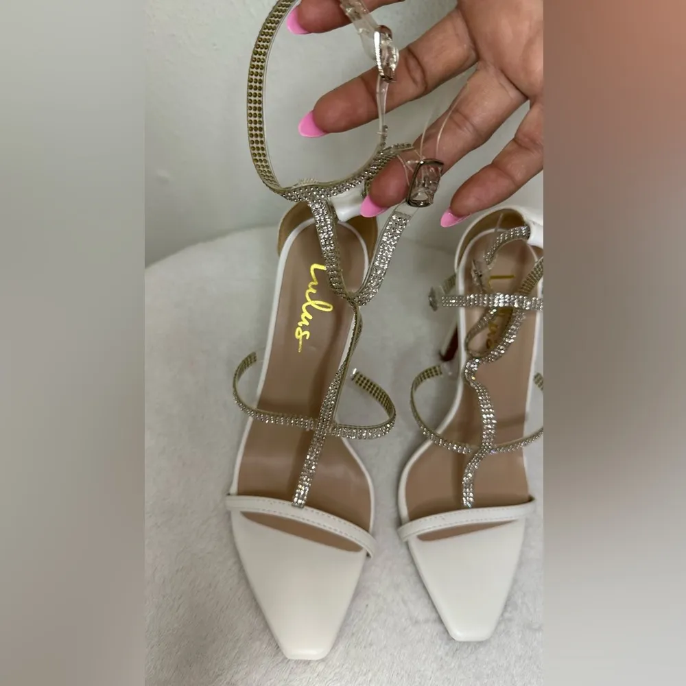 NWOB Lulu's Elegant White Rhinestone Heels - Image 5