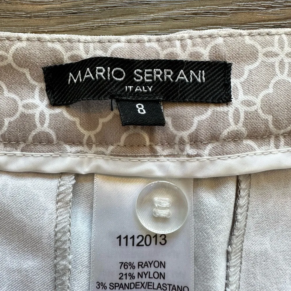 Mario Serrani Italy Size 8 Comfort‎ Stretch Chino Shorts Tan Geometric Print - Image 6