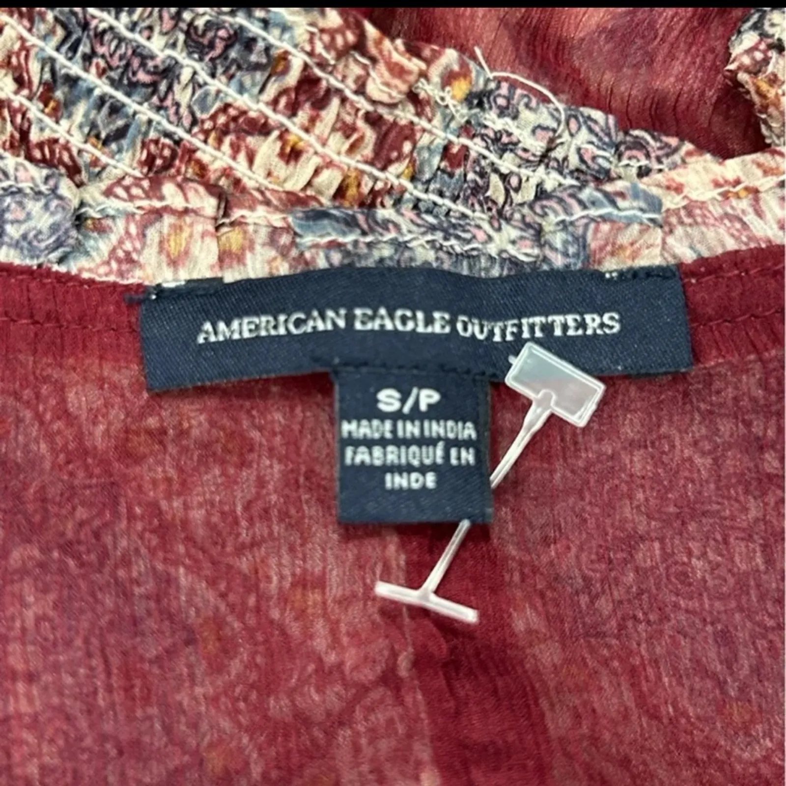 American Eagle Paisley Boho Semi Sheer Crop Tank Top Size S - Image 10