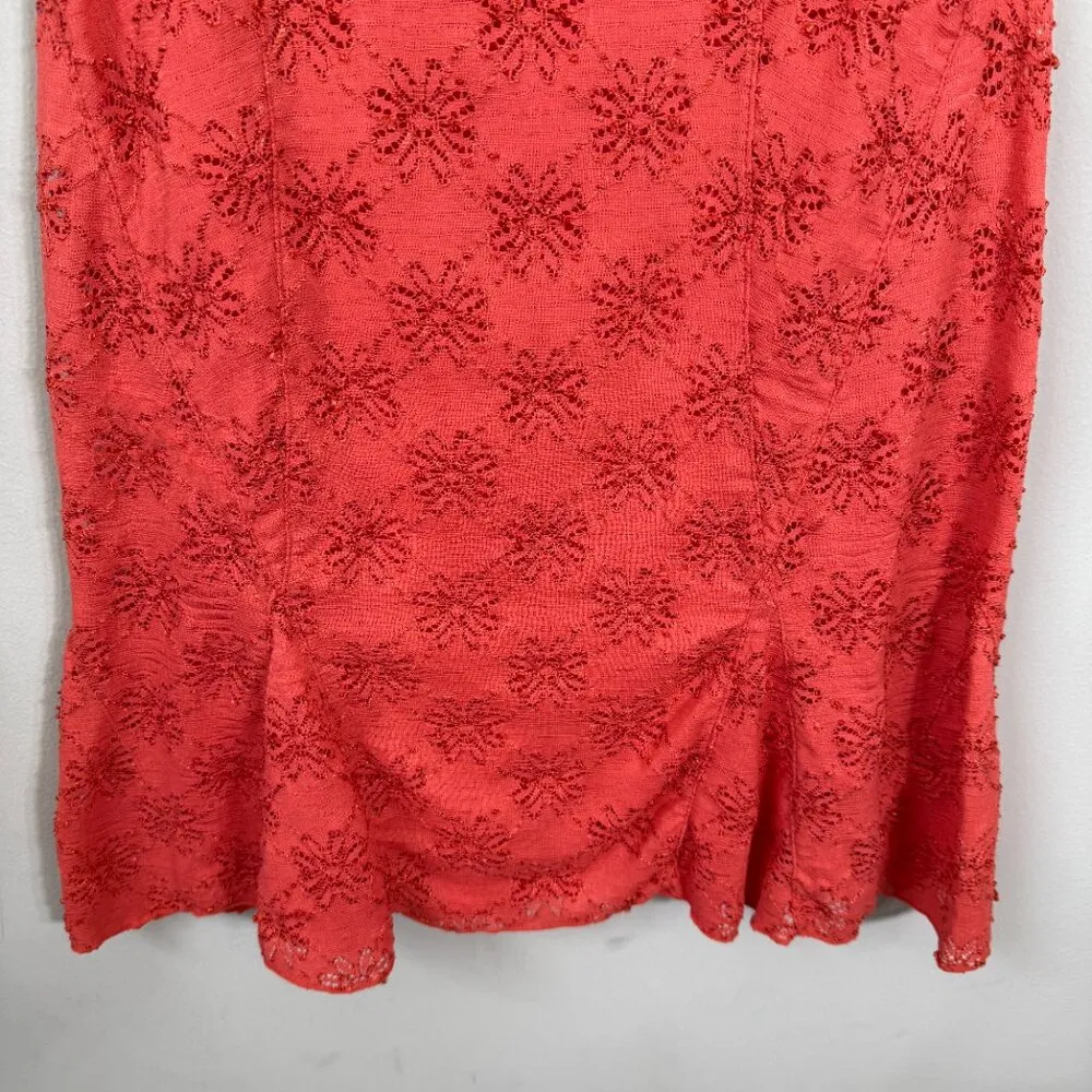 Free People Daisy Godet Lace Mini Dress Women's Medium Orange Embroidered Boho - Image 11