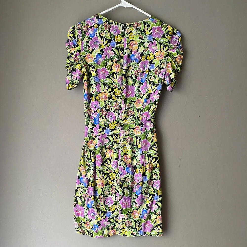 Vintage Homemade sz 4 pink floral mini faux‎ wrap dress - Image 5