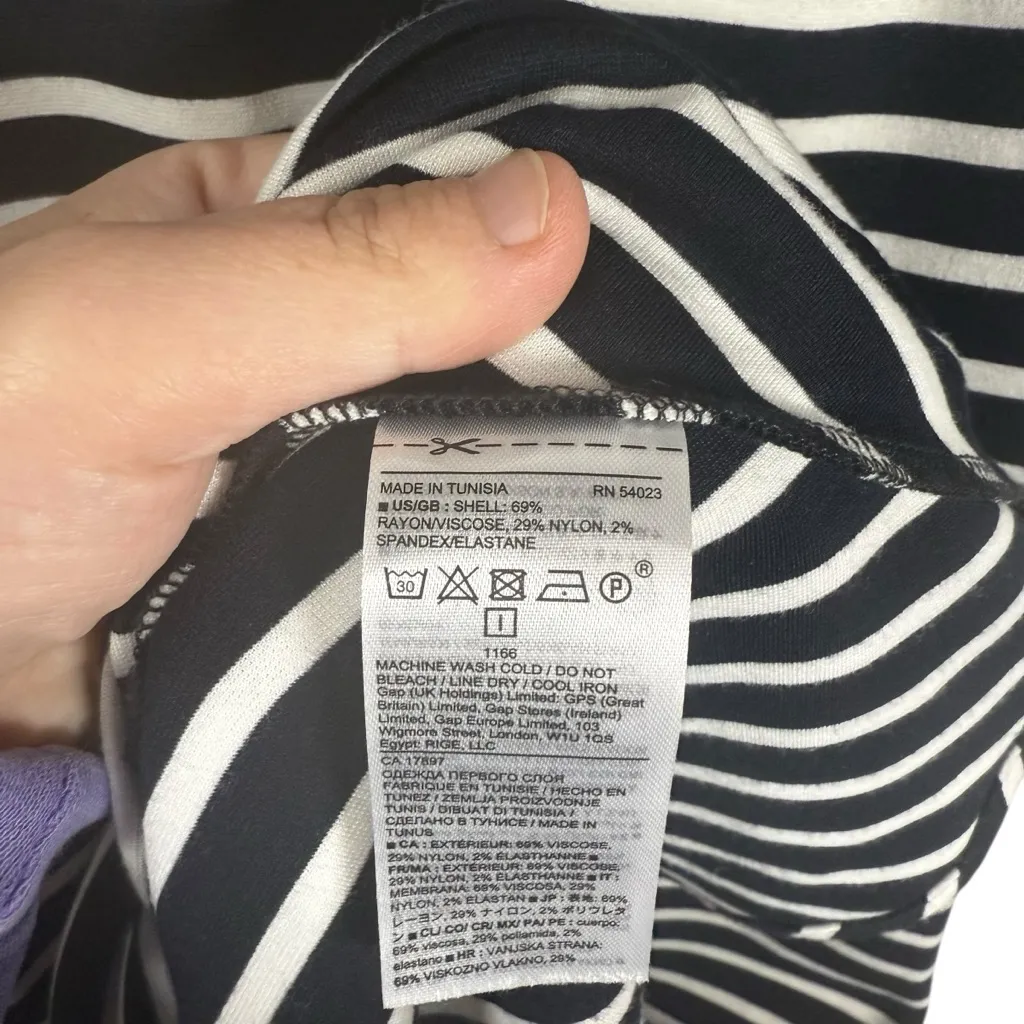 Banana Republic Women’s Striped Ponte Flounce Midi Dress Navy/White 0 - Image 4