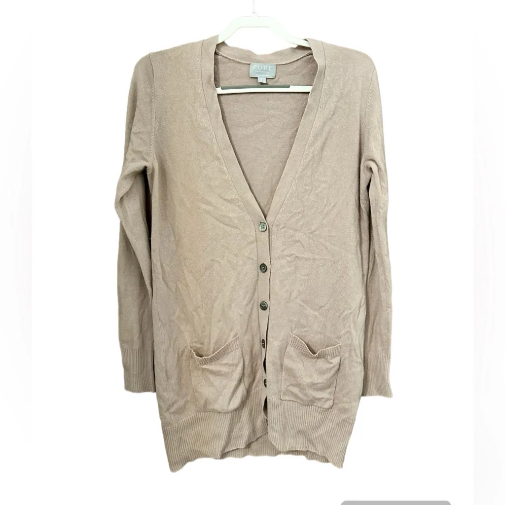Pure Collection Blush Pink Cashmere Boyfriend Cardigan Sweater Size 6 - Image 2