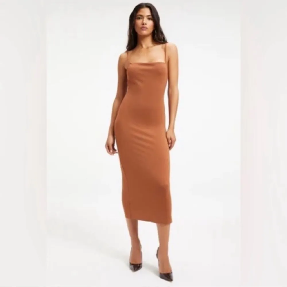 NWT Good American Spaghetti Scuba Midi Dress in Rust Size 6 3XL - Image 2