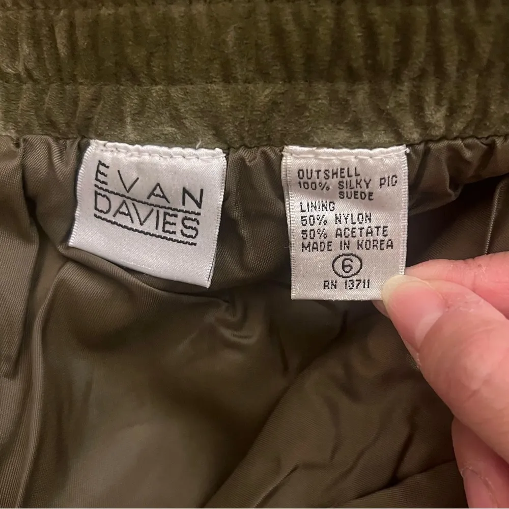 Vintage Evan Davies Genuine Olive Green Suede Cigarette Pants Size 6 - Image 3